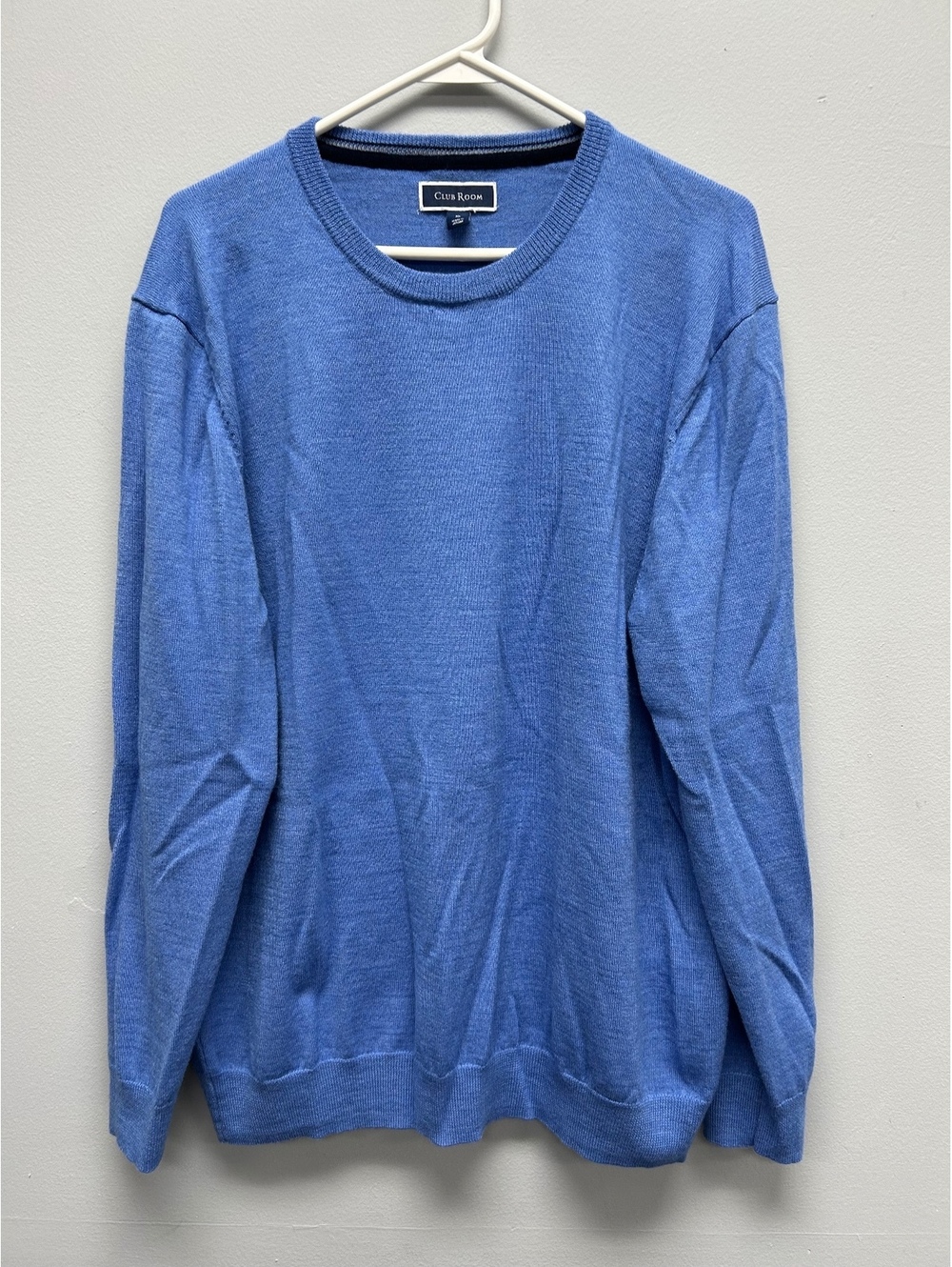 Club Room Men's Blue Merino Wool Blend Pullover Sweater